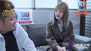 Manager gives Asian teen a hard fuck after work - Chinese manager scolds his employee for being late