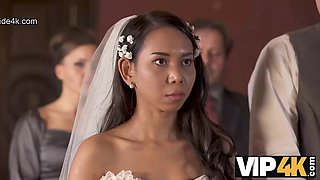 VIP4K. Horny newlyweds cant resist and get intimate right after the wedding