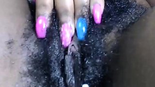 Hairy Black Amateur Close-Up Masturbation Video