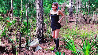 Peeing on a Toilet in the Woods