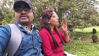 Indian Desi Girl Kissing Scenes and Boobs Press by Her Boyfriend in Forest