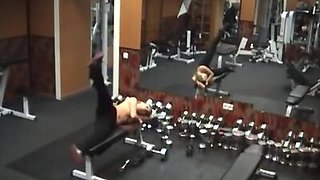 Stripping gal caught by security cam in the gym!