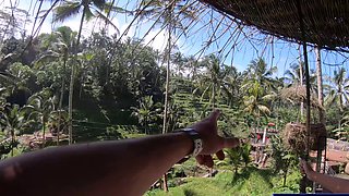 Big booty Thai girlfriend garden sex