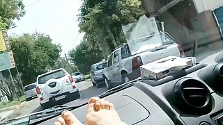 Sex in the Car on the Street - I Show My Pussy Tits and Suck the Driver's Penis