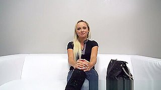 Czech beauty uses a big dildo to please her hot pussy