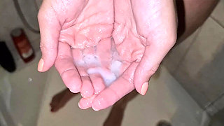 Hot MILF CherryDream Uses Shower Gel For Slippery Handjob & Huge Cumshot