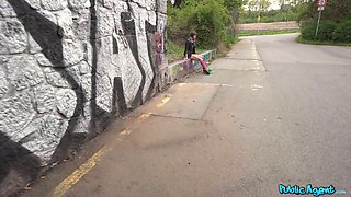 Hot brunette Jade Amor performs street doll rails martin's sausage & gulps sperm for cash - fakehub