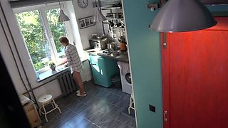 Step Daughter Ellison Sun Blows Step Dad in Kitchen - Amateur Teen Taboo