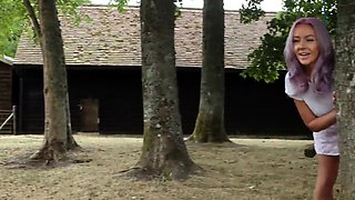 CFNM outdoor British babes suck in group