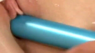 Two hot lesbians play with double dildo