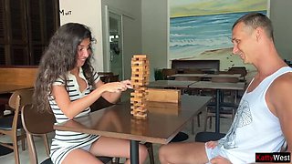 Stepsister Loses Anal Virginity After Jenga Game