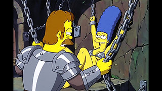 Slut in Chains Takes His Cum. Erotic Fantasy. Cartoon Parody of the Simpsons