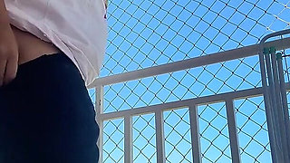 Chubby Latina Balcony Fart Session Thick Ass Releasing Loud Stinky Farts Outdoor