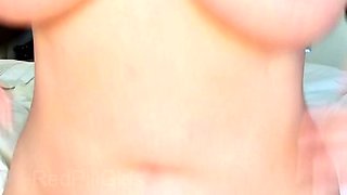 Glamour babe with big boobs masturbates in lingerie