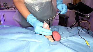 Gloves, Sounding, Chastity Removal, Semen Sample, Face