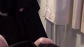 Japanese nurse gets her hairy pussy pleased by a guy in the hospital