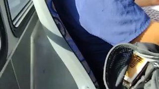 Stroking my cock for a latina on the bus