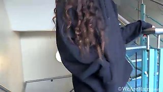 Anastasia strips naked after coming indoors - WeAreHairy