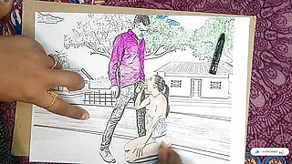 Village girl outdor got romantic in the field and along with her husband erotic Sketch Drawing by -Snapchat143