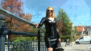 Latex slut solo anal masturbation
