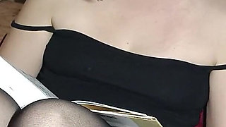 A Korean Nerd Masturbates and Reads While Sitting on a Dildo