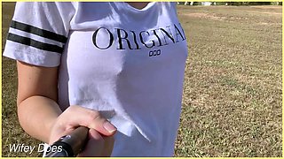 Wifey Walks Around Golf Course Braless