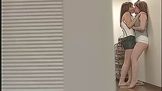 Japanese lesbians kissing