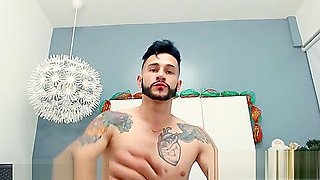 Jack Tattoo on Flirt4Free - Bearded Latino Stud Plays with His Tight Ass