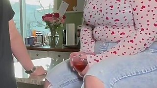 Fuck Your Dinner Date Tied up on the Counter and Cum All Over Her Feet
