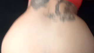 On all fours with my richly tattooed ass Latina wife