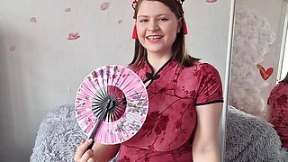 Glass Dildo Fucking Under the Cherry Blossoms