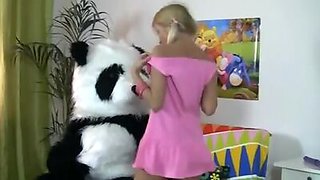 Striptease and hot fuck for shy Panda