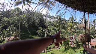 Big booty Thai girlfriend garden sex