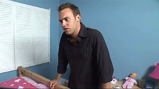 babysitter watches his porn and then takes his cock in every hole