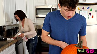 Stepsister with benefits fucks her stepbrother on a Halloween