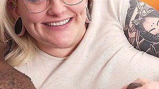 Split Tongue Goth PAWG Pennie Layne Loved Licking His Nipples While Jerking Him off! Pennie Layne Nipple Licking Handjob