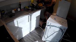 Hot housewife Sofie Lund fucks plumber Otto Holm in kitchen - cheating wife creampie