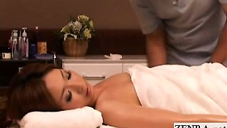 Subtitled Japanese cougar full body sensual oil massage