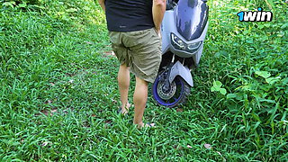 First Ride on Motorbike with Stranger and Hard Fucking in the Jungle