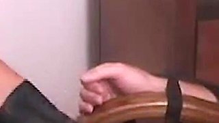 Mistress Strokes with Black Latex Gloves