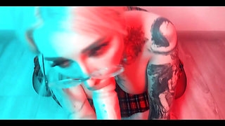 I Suck Cock Deep and Masturbate It with My Big Boobs and Sex Machine Fucks My Tight Holes