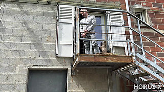French MILF Ellie Bymer Fucks a Stud Outside While Her Husband Watches
