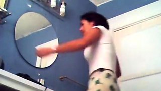 Mexican Mother filmed naked in the bathroom
