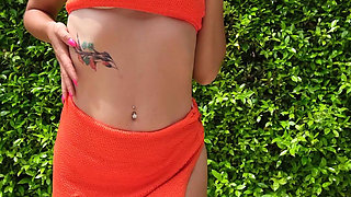 Orange Bikini Flashing - Sexy Public Vibes