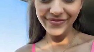 Big booty ass and busty blonde teasing in car and outdoor