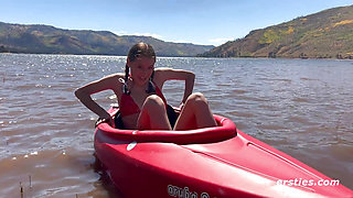 Ersties - American Babe Daphne Masturbates In the Middle Of a Lake & Squirts
