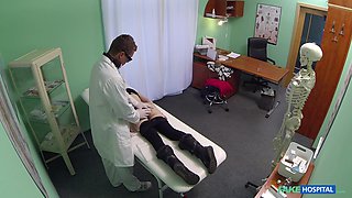 Erected Doctor Examines Pretty Brunette Patient Pussy And Prescribes A Creampie Cum Load - Reality Hospital Sex