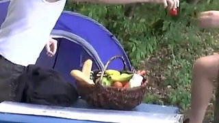 Camping with two friends turns into a super fuck