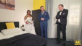Hot Brunette Bride in Wedding Dress Fucked Hard by Black Stud - Cuckold Interracial Sex 1080p