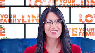 Young Brunette With Glasses Helped A Couple To Improve Sex